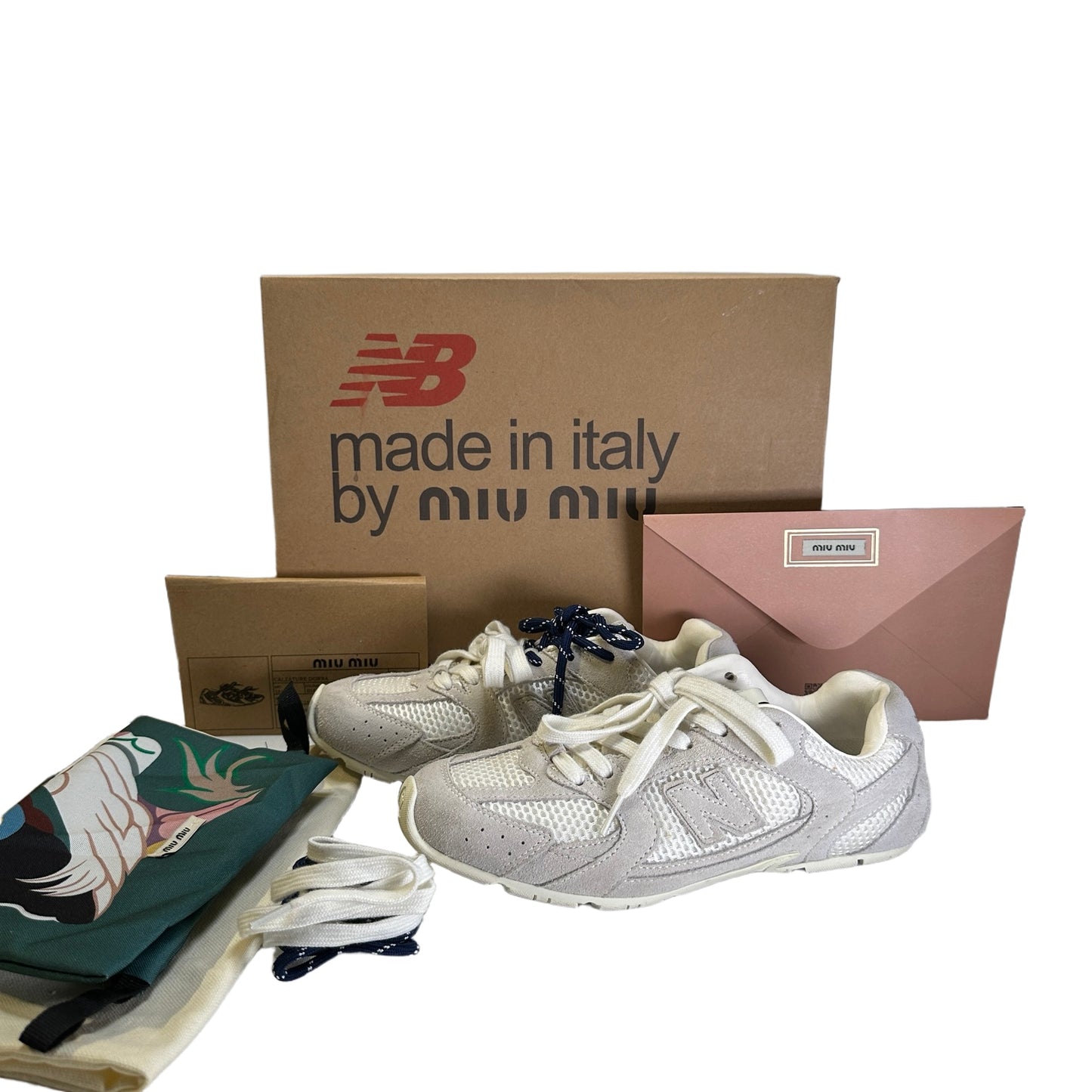 Used MIU MIU Suede Mesh New Balance 530 Sneakers White Grey