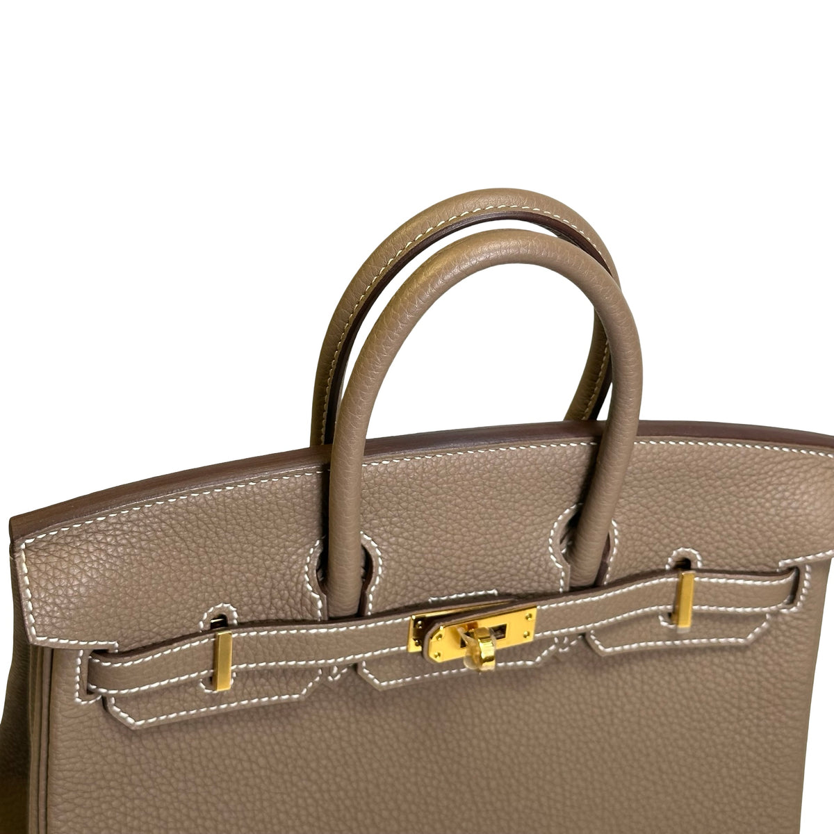 Used HERMES Togo Birkin 25 Handbag Etoupe Gold