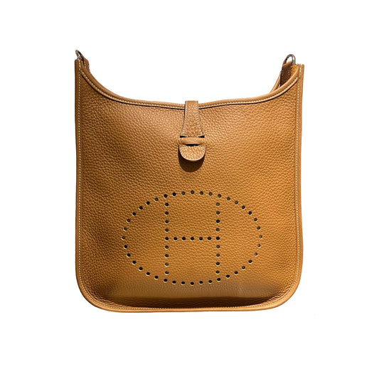 Used HERMÈS Clemence leather Evelyne 29 Shoulder Bag Brown