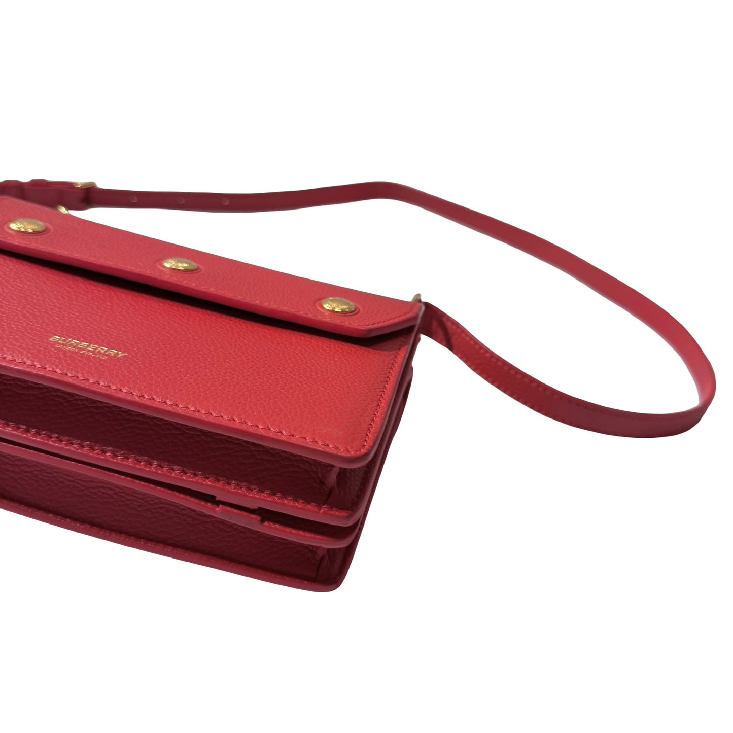 Used BURBERRY Calfskin Leather Cross body Cross Body Bag Red GHW