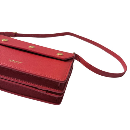 Used BURBERRY Calfskin Leather Cross body Cross Body Bag Red GHW