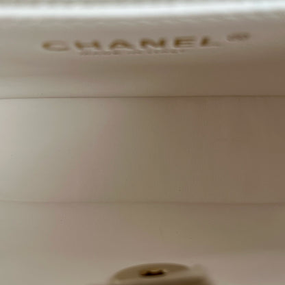 Used CHANEL Lambskin 24C Top Handle Mini Flap Bag Shoulder Bag White