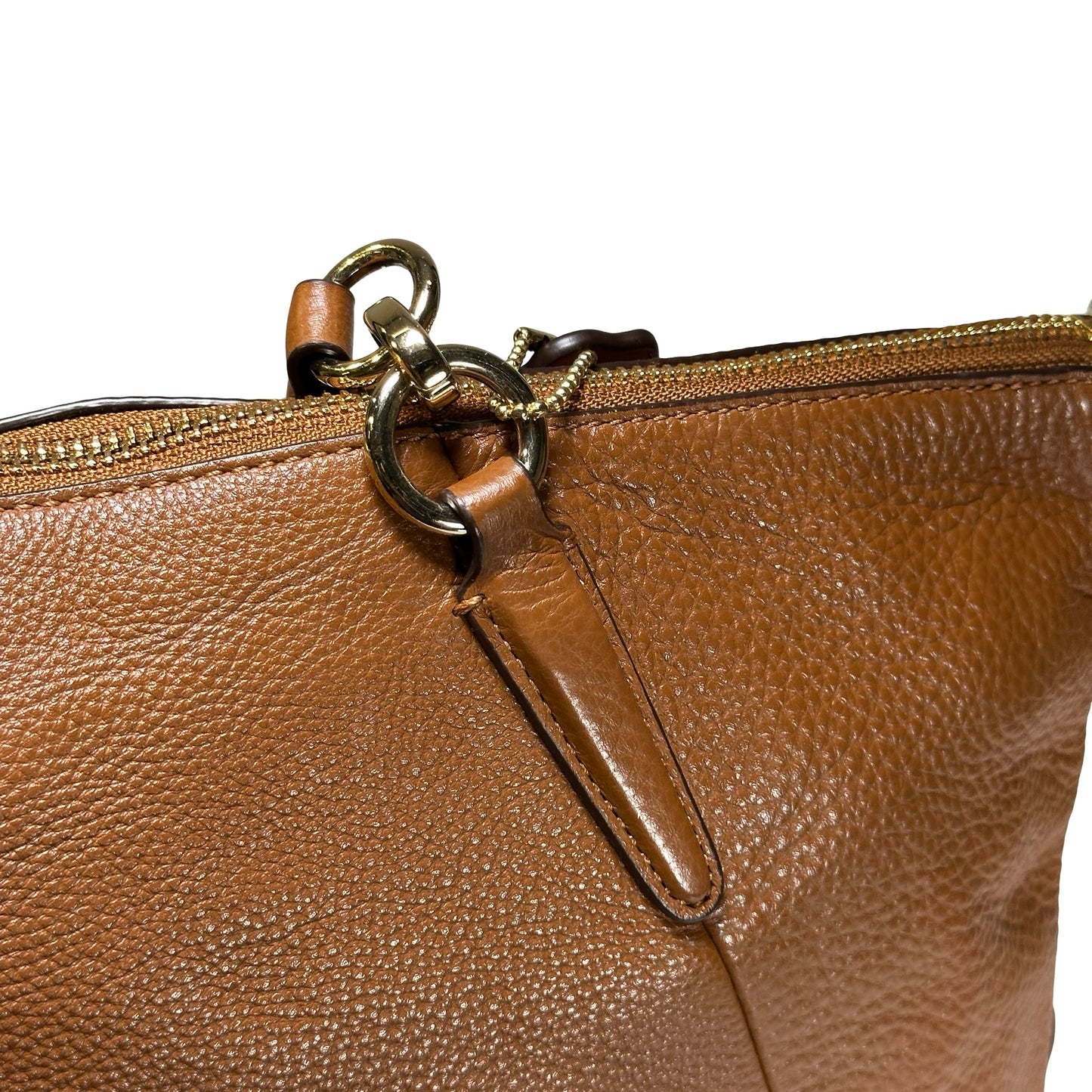 Used COACH Pebbled Leather Tyler Carryall Tote Bag Brown
