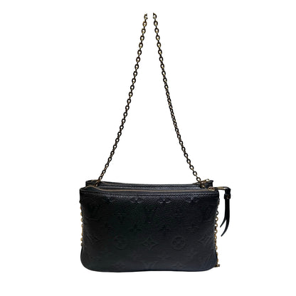 Used LOUIS VUITTON Monogram Eclipse coated canvas Double Zip Pochette Shoulder Bag Black GHW