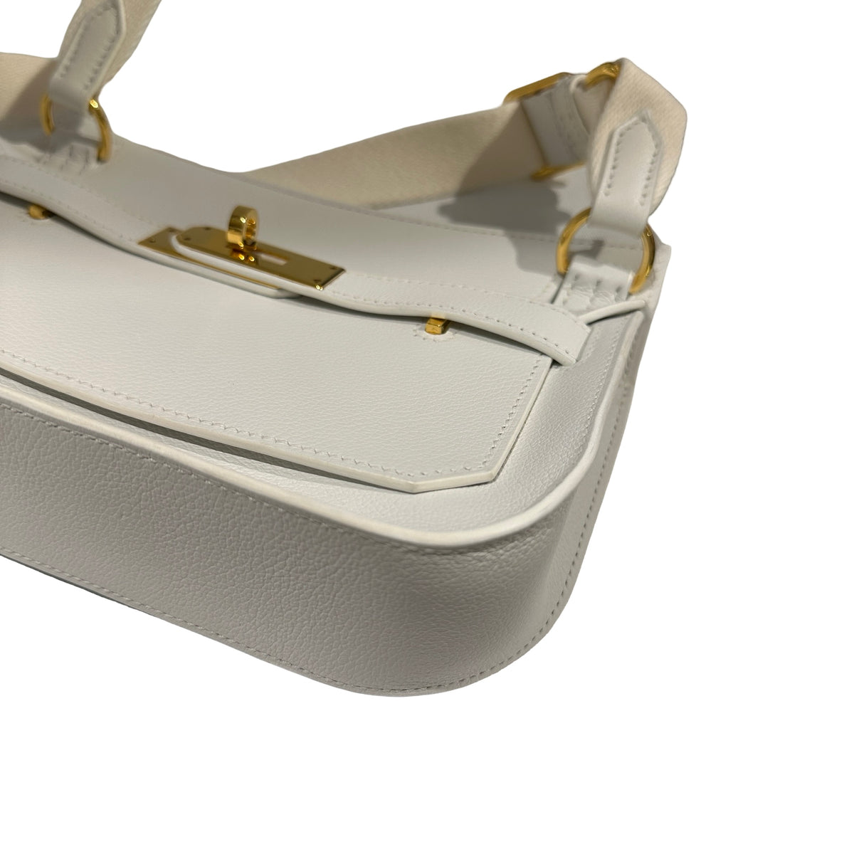 Used HERMES Evercolor Mini Jypsiere Cross body bag White GHW