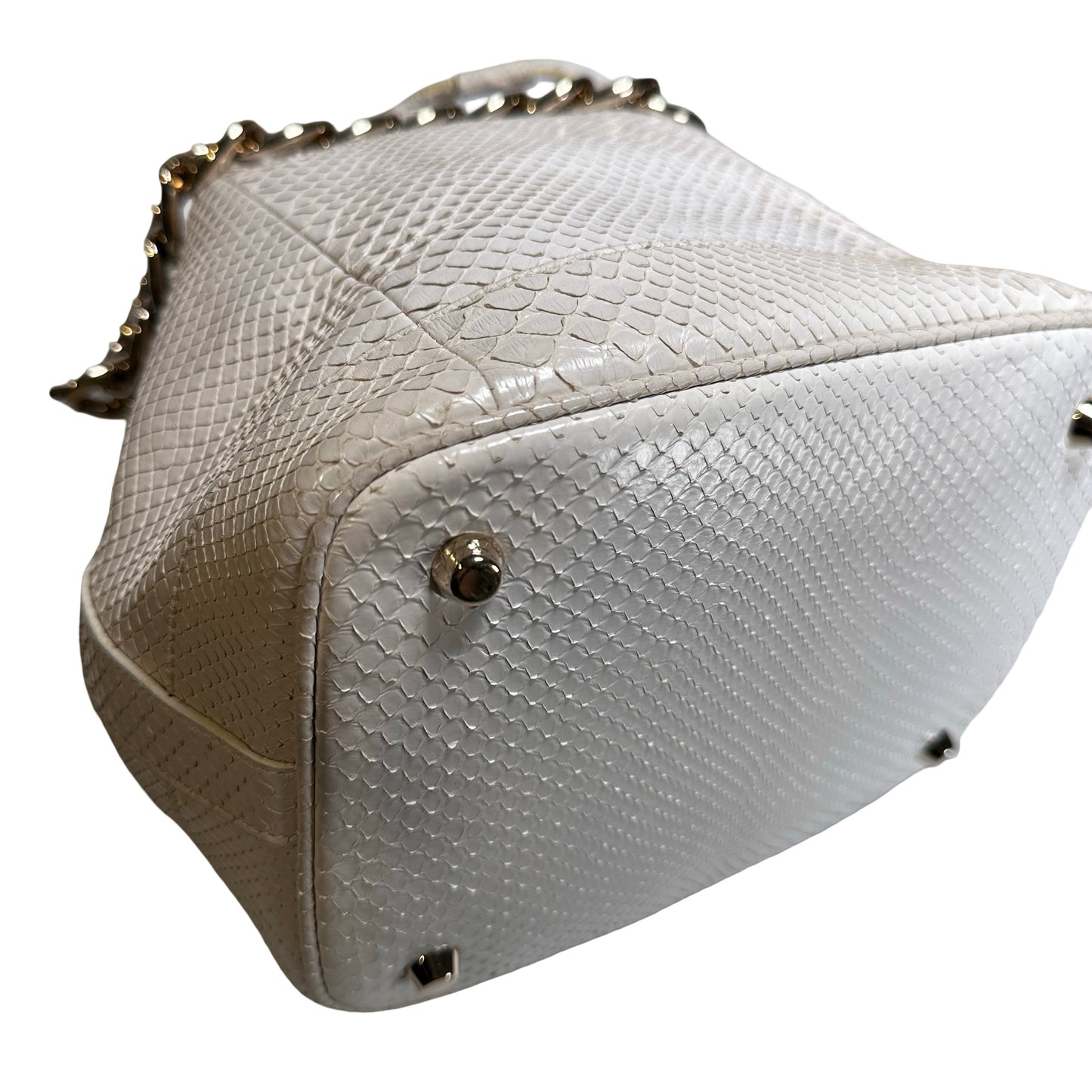 Used CHRISTIAN DIOR Python Bucket Bag Bucket Bag White GHW