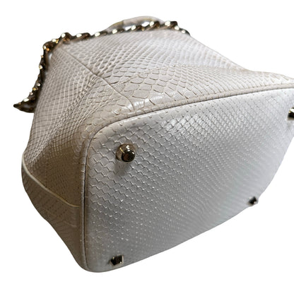 Used CHRISTIAN DIOR Python Bucket Bag Bucket Bag White GHW
