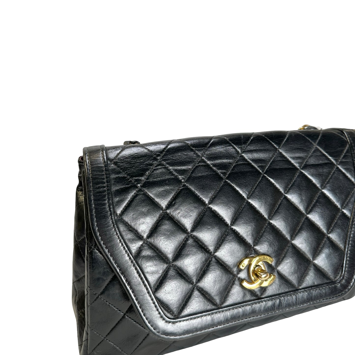 Used CHANEL Quilted Quilted Classic Flap Bag Shoulder Bag Black Gold