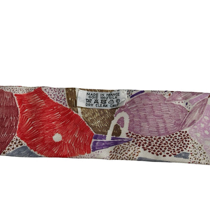 Used HERMES Silk Twilly Red Purple White Multicolor