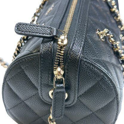 Used CHANEL Caviar Quilted Quilted Barrel Bag Barrel Bag Black