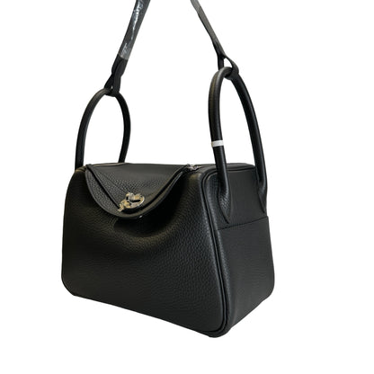 Brand New HERMES Leather Lindy 26 Handbag Black PHW