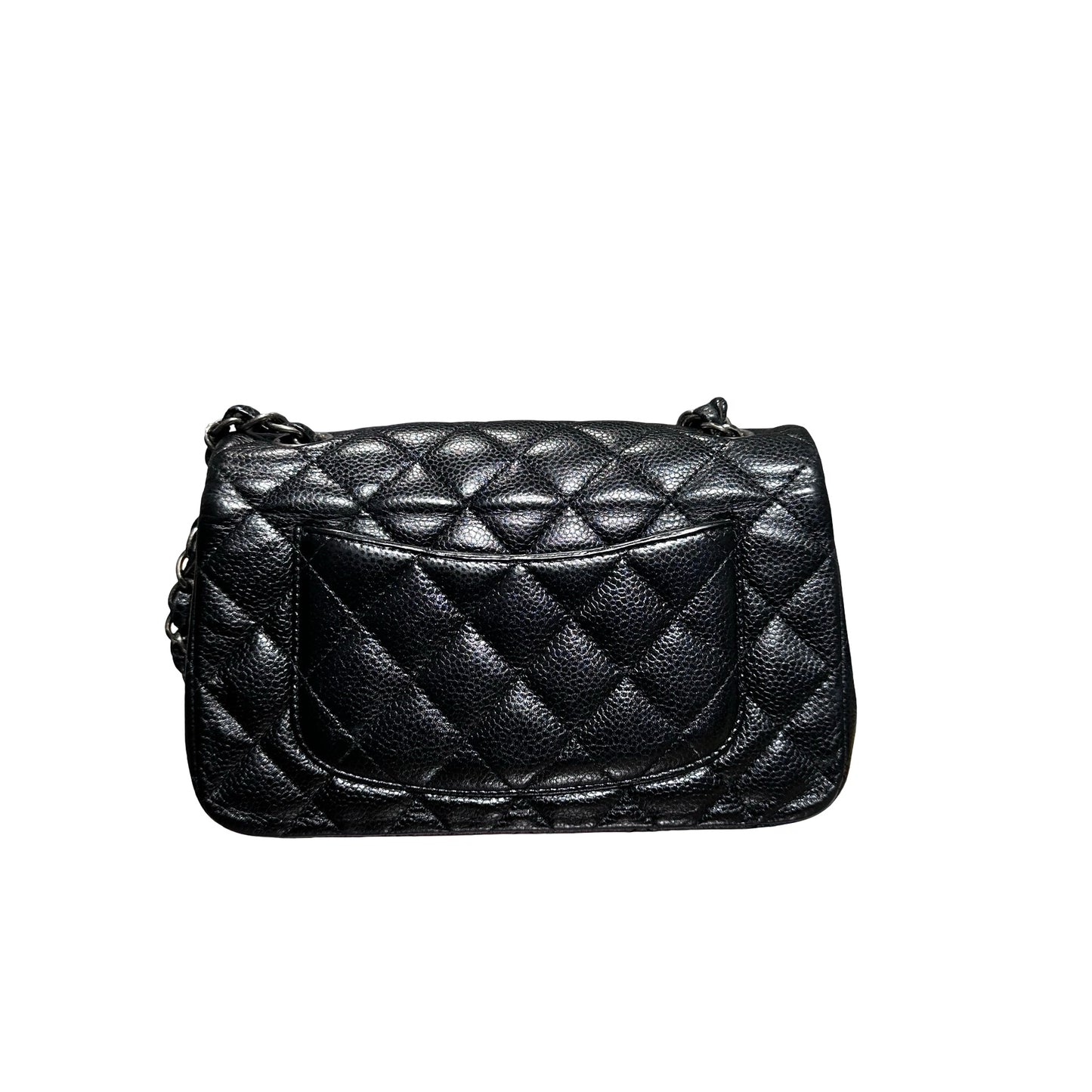 Used Chanel Calfskin Leather MINI FLAP 20 CM Shoulder Bag Black PHW