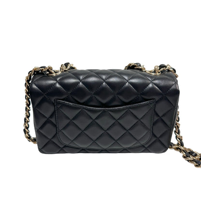Used CHANEL Lambskin Quilted Mini Flap Bag Coco Charms Mini Bag Black Gold Hardware