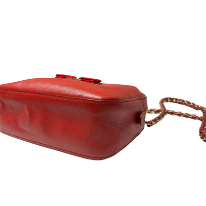 Used Ferragamo Saffiano leather Cross Body Bag Red GHW