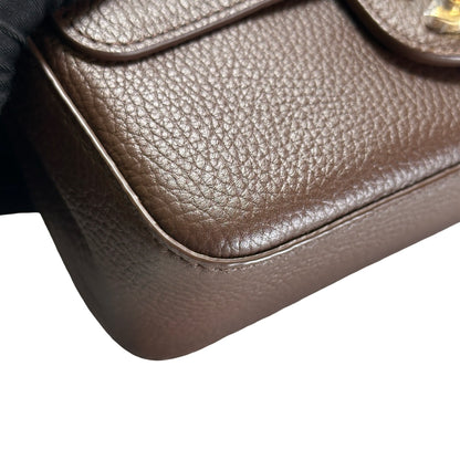 Brand New CHANEL Caviar Leather Mini Flap Bag Shoulder Bag Brown Gold Hardware