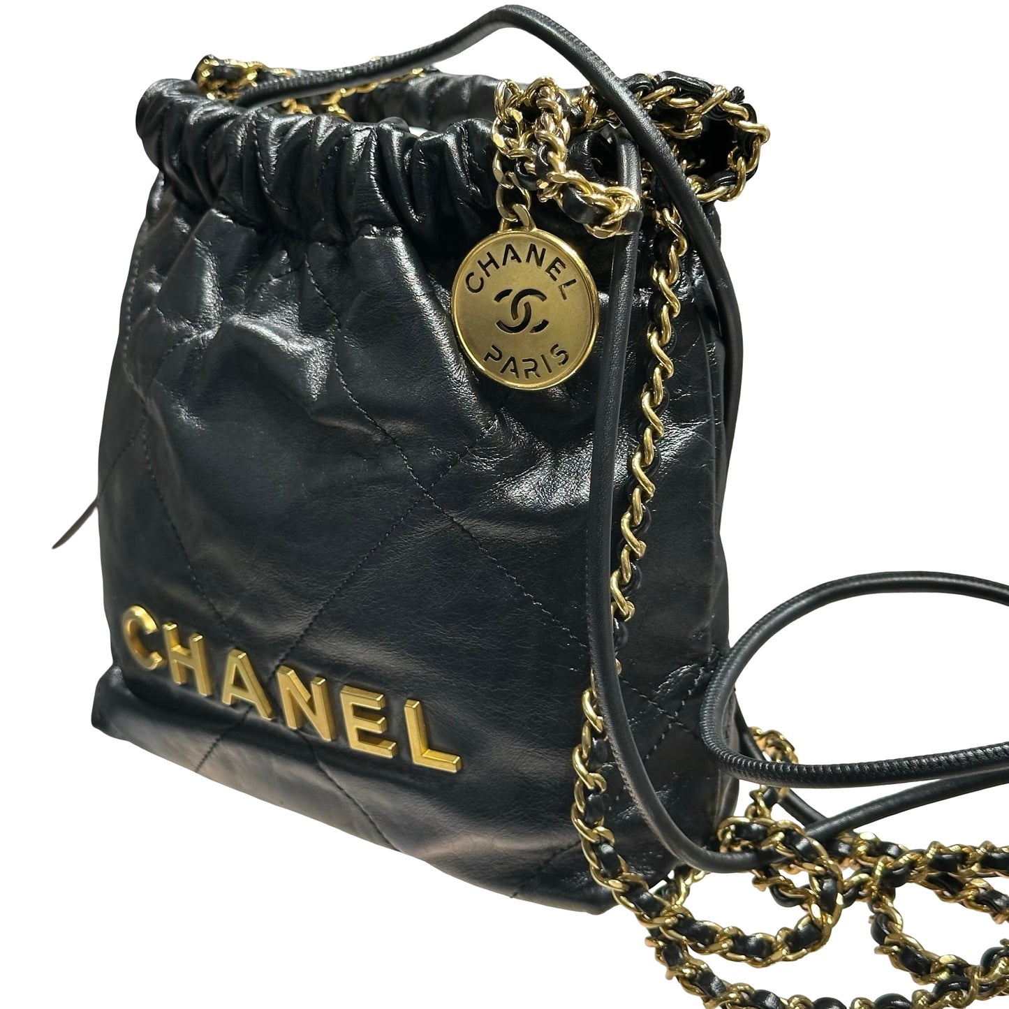 Used CHANEL 22 mini Shoulder Bag Black GHW