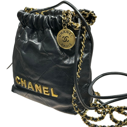 Used CHANEL 22 mini Shoulder Bag Black GHW