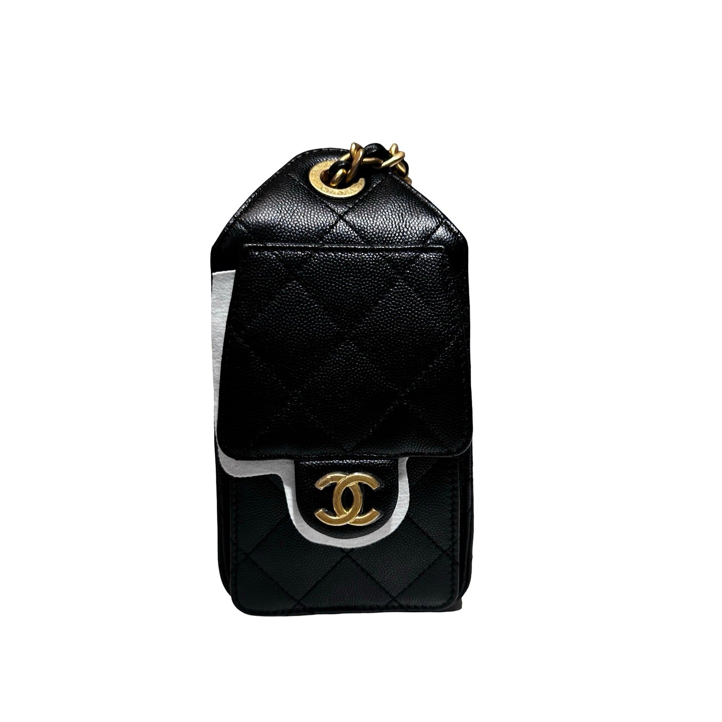 New CHANEL Caviar Leather 25 Mini Hobo Shoulder Bag Black GHW