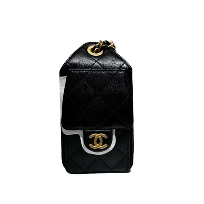 New CHANEL Caviar Leather 25 Mini Hobo Shoulder Bag Black GHW