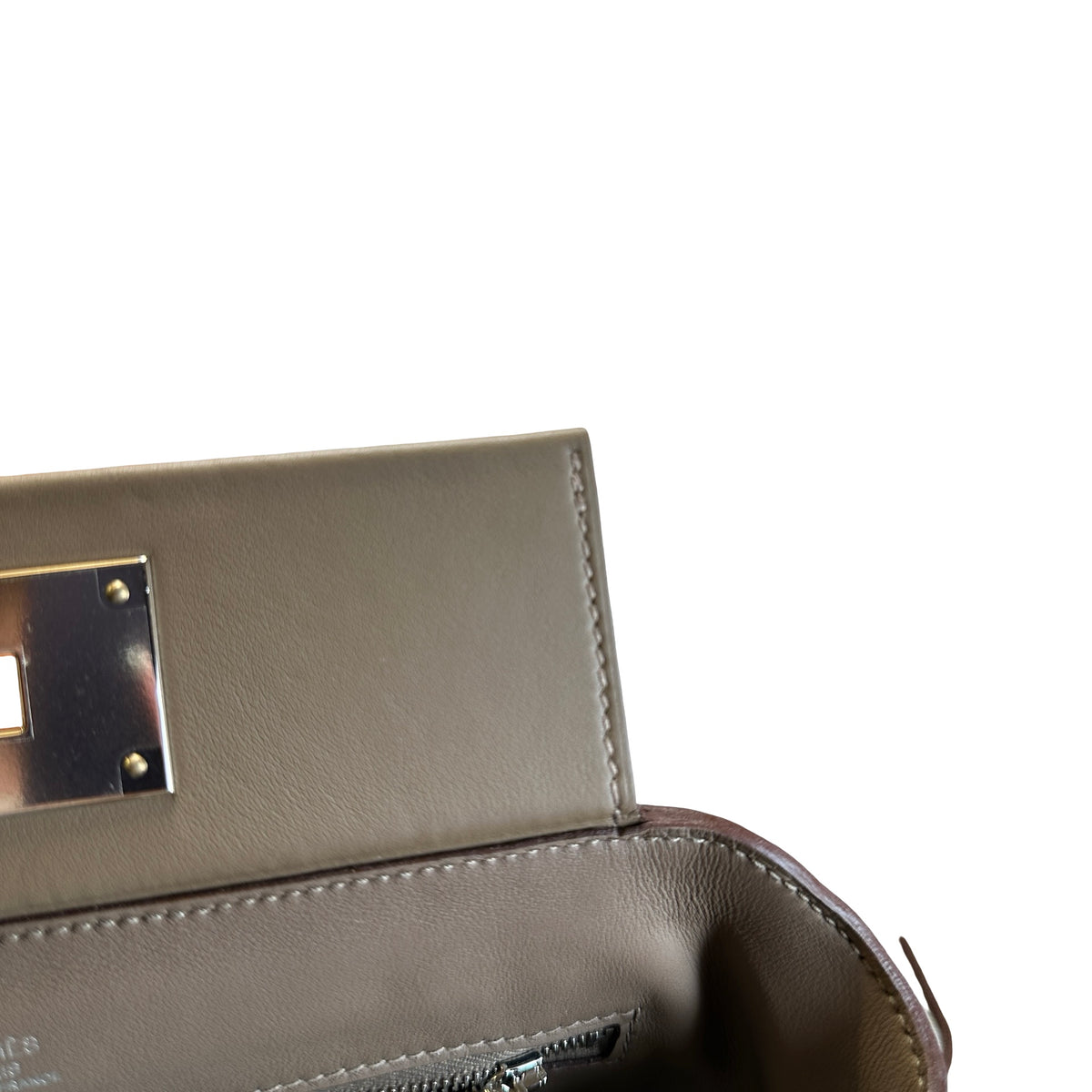 Used HERMES Togo Leather Mini 2424 Handbag ETOUPE/ETOU PHW