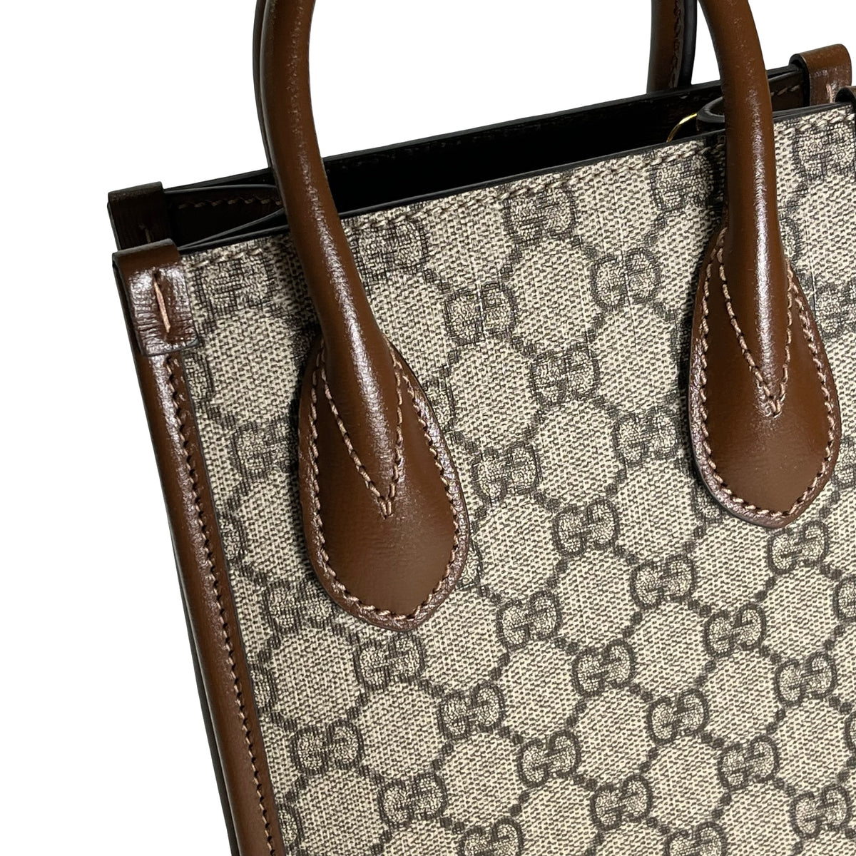 Used GUCCI GG Supreme Interlocking G Mini Tote Bag Tote Bag Beige Brown