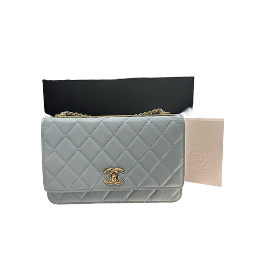 Used CHANEL WOC Shoulder Bag Blue GHW