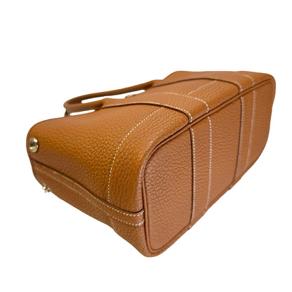 Used HERMES Leather Garden Party Tote Bag Brown