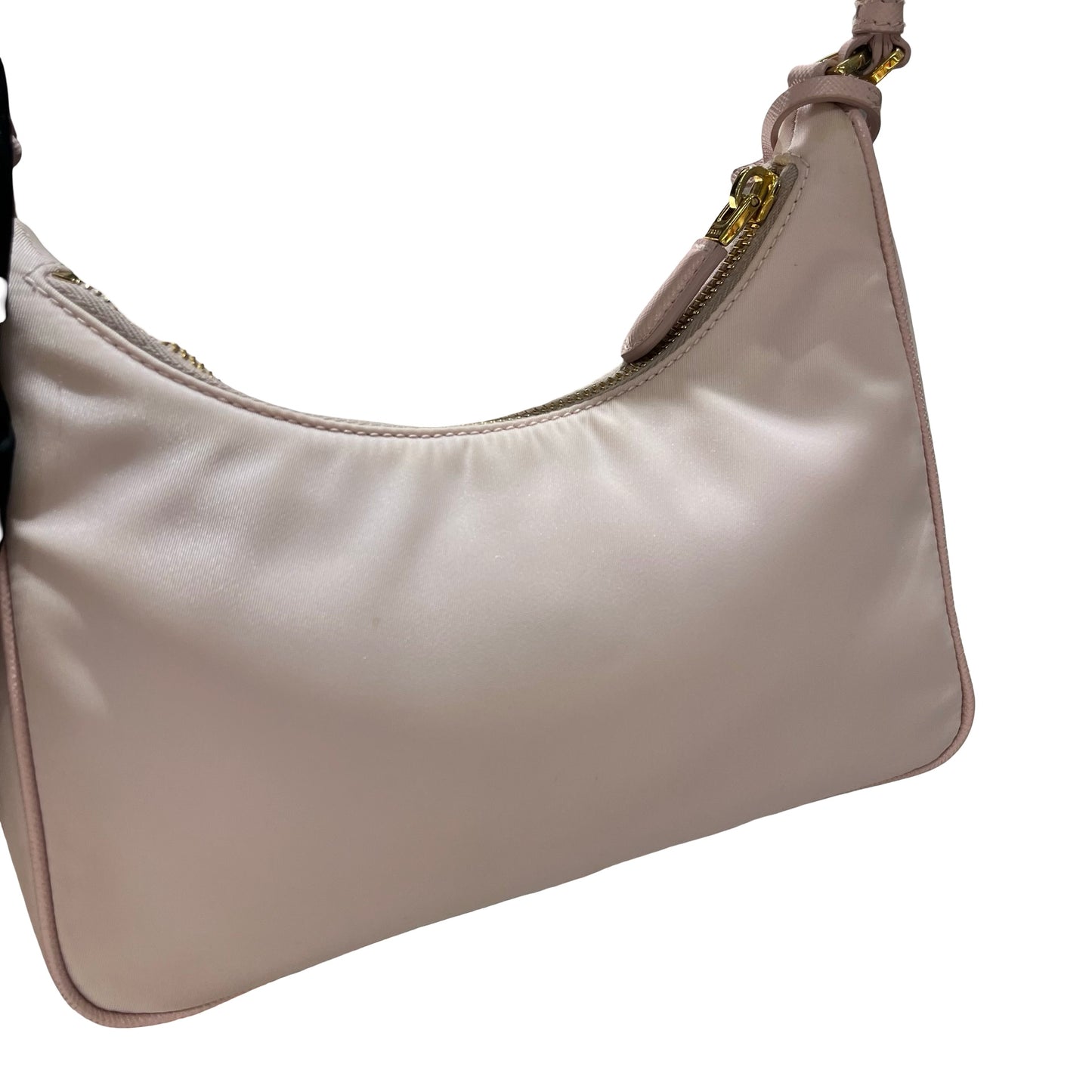 Used PRADA Nylon Calfskin Leather Re-Edition Shoulder Bag Pink GHW