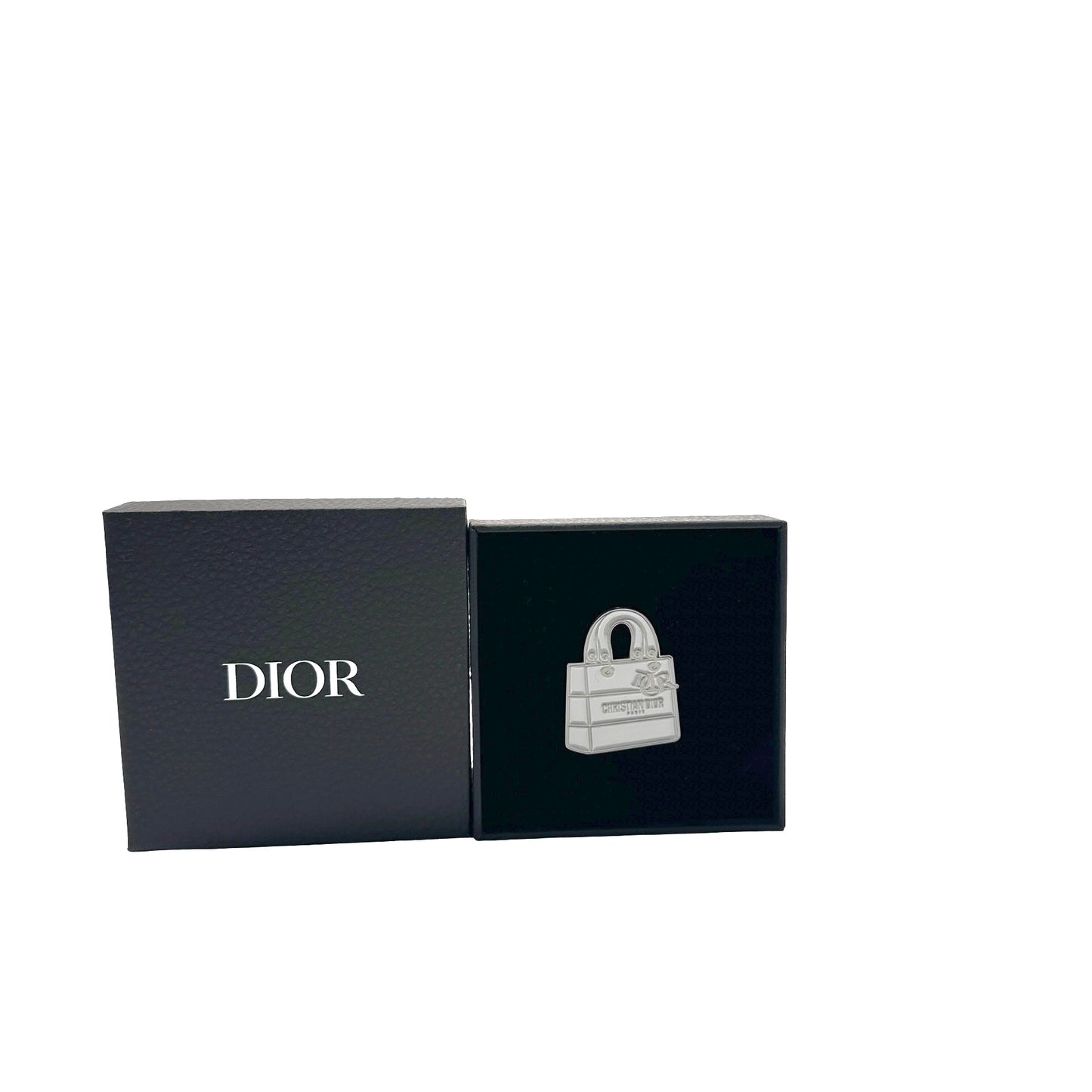 Used Dior Metal Lady Dior Celebration Brooch Accessories White PHW