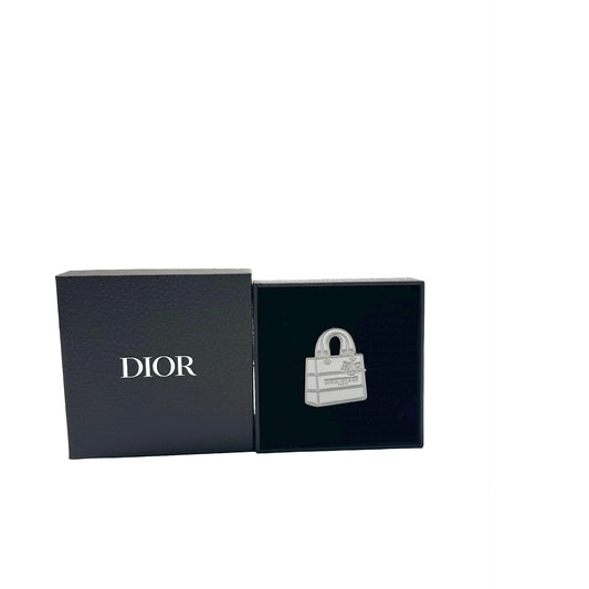 Used Dior Metal Lady Dior Celebration Brooch Accessories White PHW
