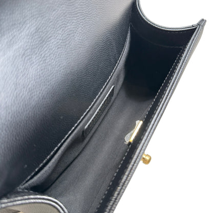 Used CHANEL Caviar Skin Boy25 Chain Shoulder Bag Black，GHW