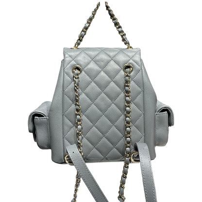 Used CHANEL Caviar Leather Small Duma Backpack Grey GHW