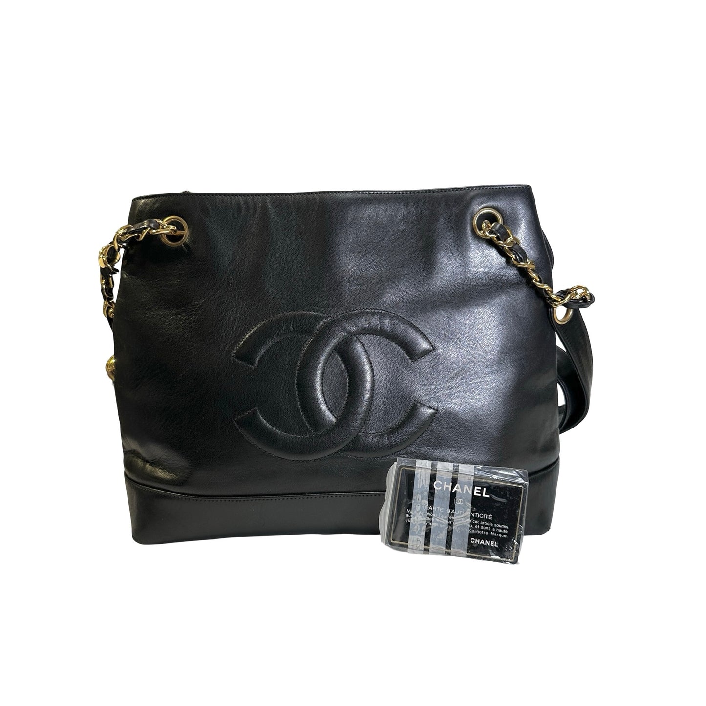 Used CHANEL solid vintage CC logo shoulder bag Shoulder Bag black