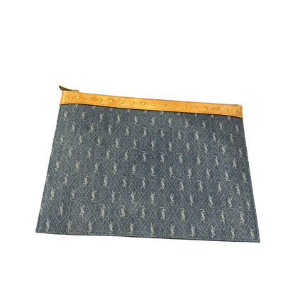 Used SAINT LAURENT Clutch Denim Blue GHW