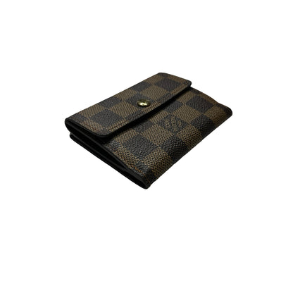 Used LOUIS VUITTON Damier Ebene Victorine Wallet Card holder Brown