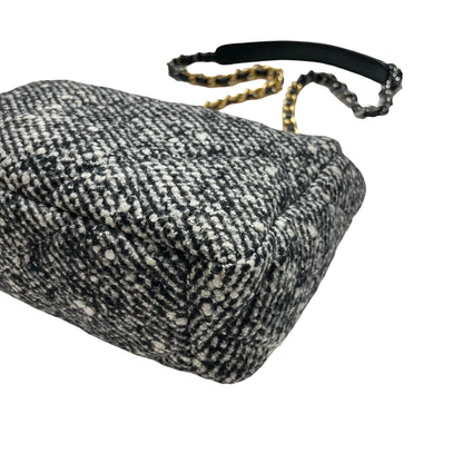 Used CHANEL Tweed Chanel 19 Handbag Black White