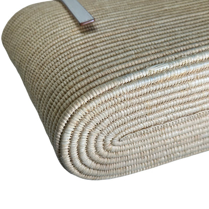 Used LOEWE Raffia Calfskin Square Basket Basket Bag Natural White