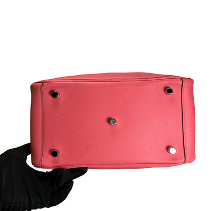 Used HERMES Clemence Lindy 26 Handbag Pink PHW