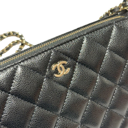 New CHANEL Calfskin Leather Cross Body Bag Black GHW