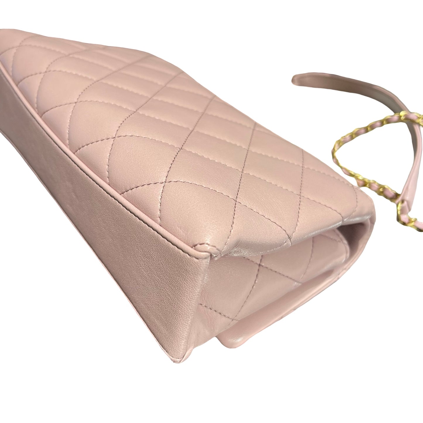 Used CHANEL Lambskin Cross Body Bag Pink GHW