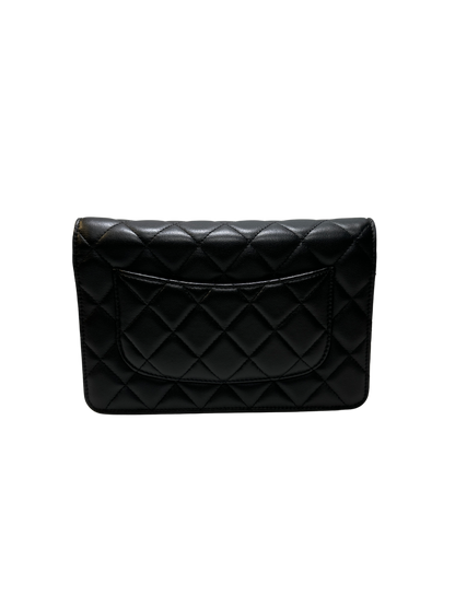 Used CHANEL Lambskin Quilted Classic Wallet on Chain Chain shoulder bag Black PHW