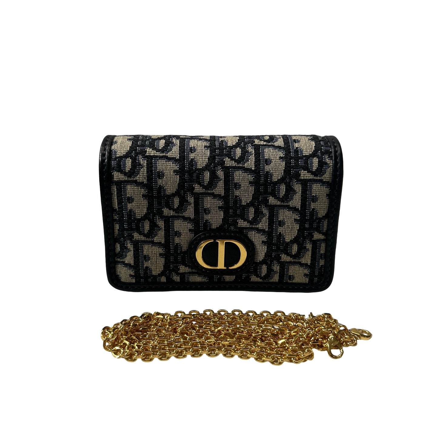 Used DIOR Canvas Mini Bag Navy Blue Beige