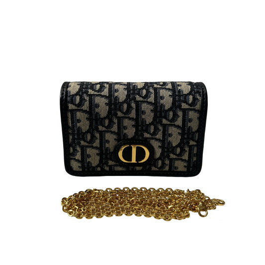 Used DIOR Canvas Mini Bag Navy Blue Beige