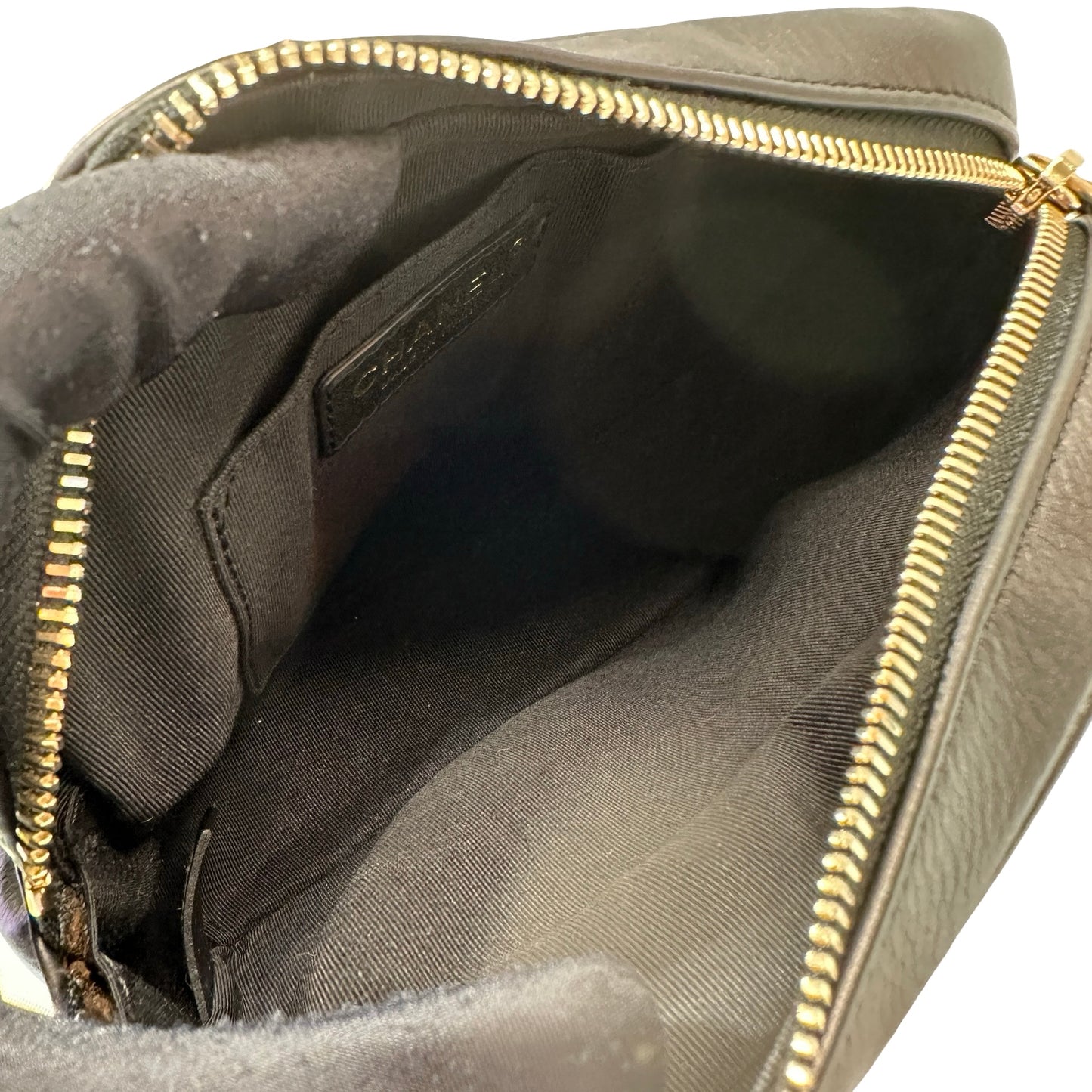 Used Chanel Calfskin Leather Camera Shoulder Bag Black GHW
