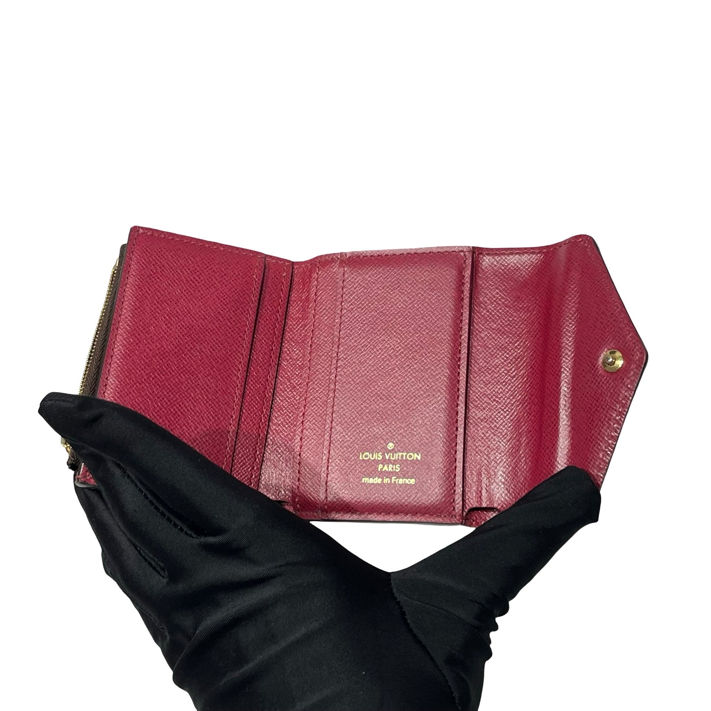 Used Louis Vuitton Monogram Wallet Wallet Brown Red GHW