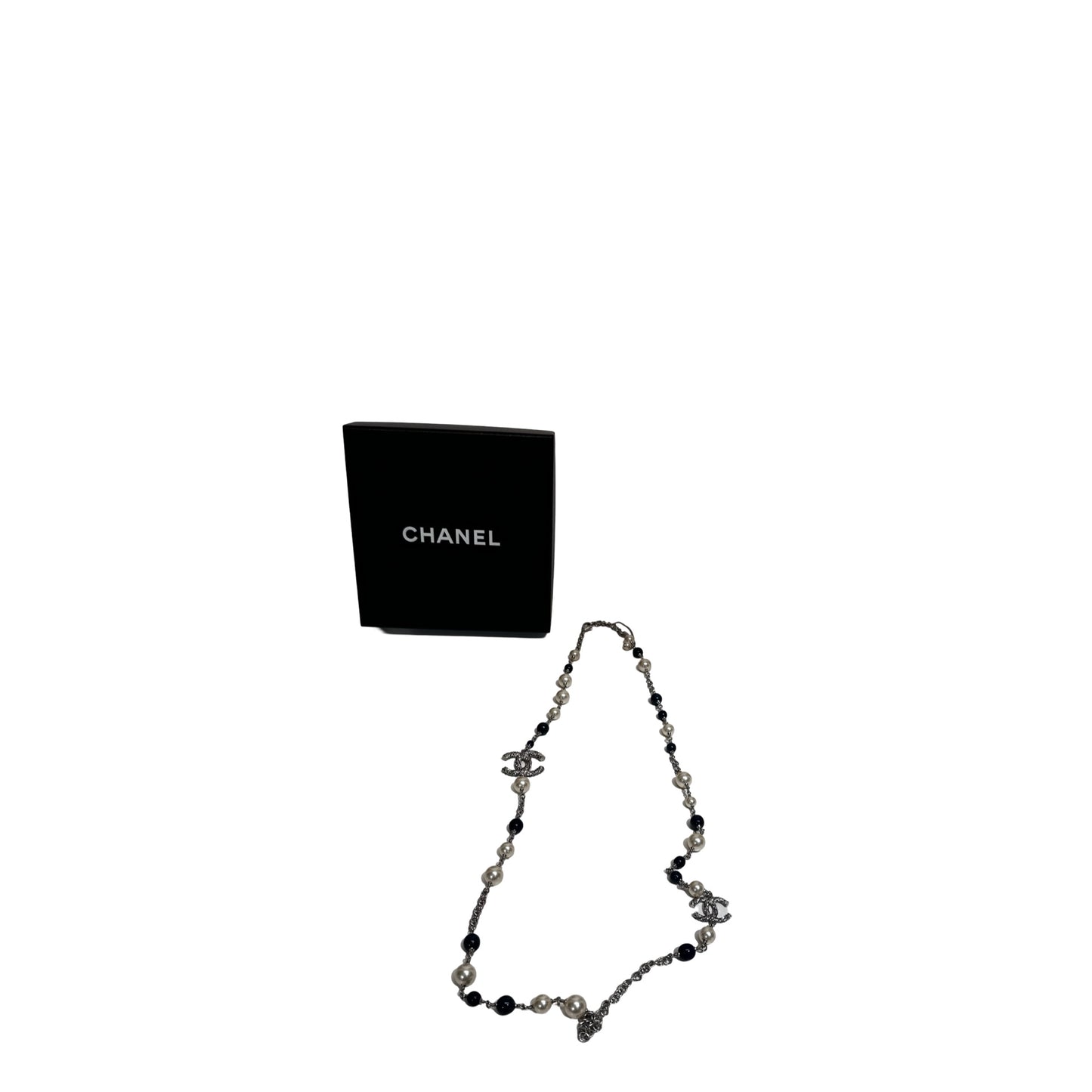 Used CHANEL Necklace Necklace PHW Navy Blue Green