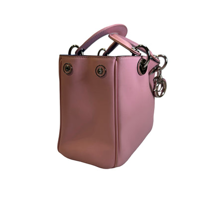 Used DIOR Calfskin Lady Dior Handbag Pink PHW