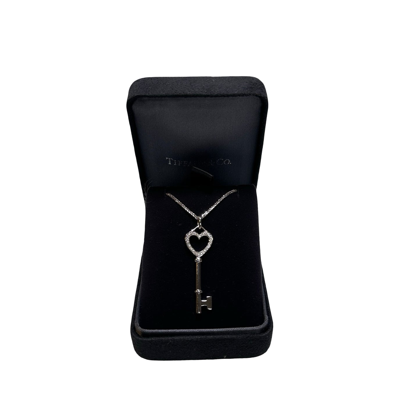 Used TIFFANY & CO. 18K white gold Heart key necklace Jewellery PHW