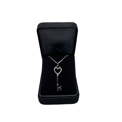 Used TIFFANY & CO. 18K white gold Heart key necklace Jewellery PHW