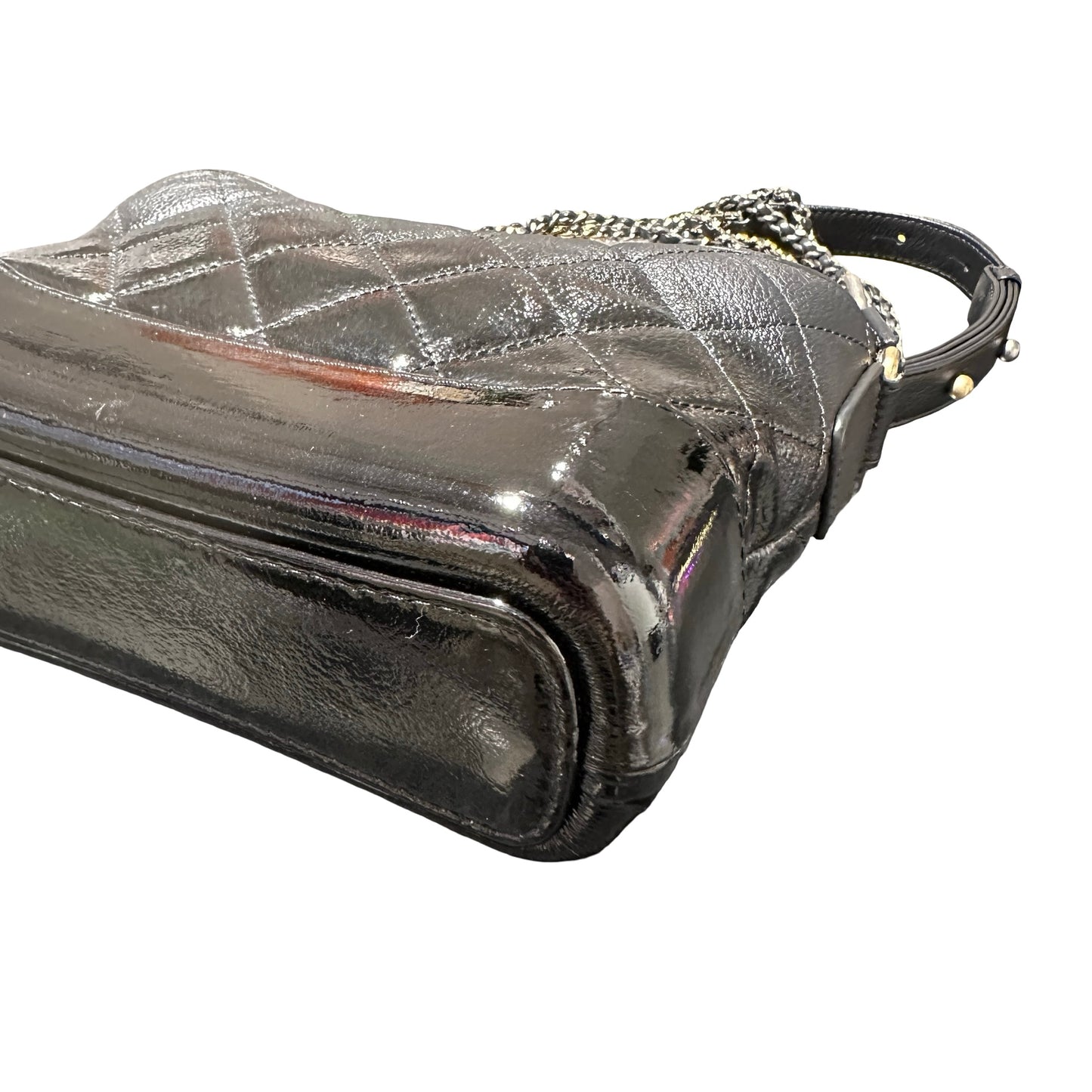 Used Chanel Calfskin Leather Gabrielle small Shoulder Bag GHW Black